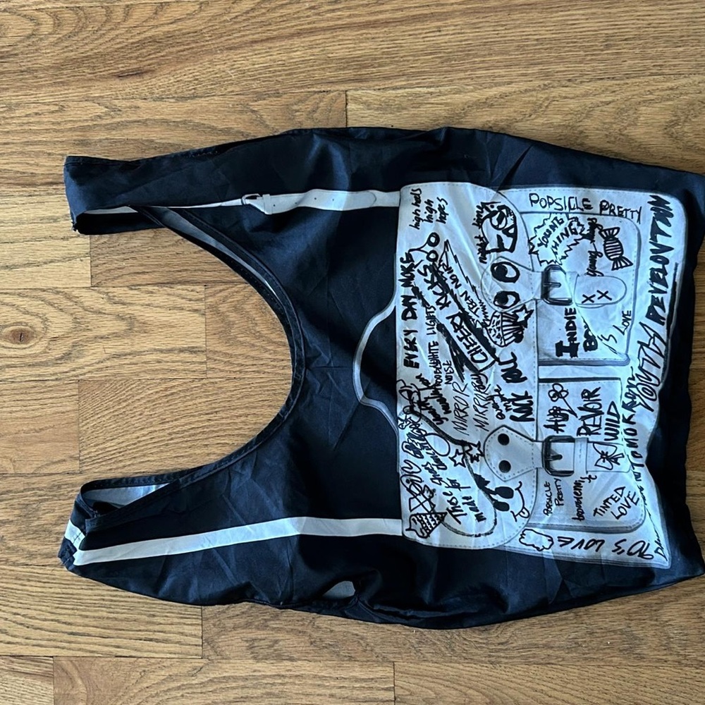 Vintage H&M divided black & white graffiti tote bag